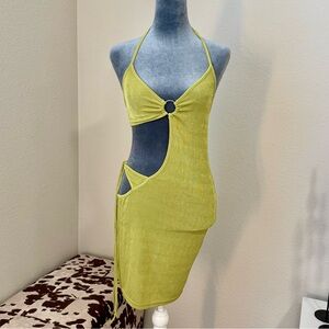 SHEIN Green Halter Cutout Dress